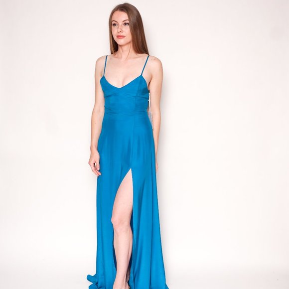 Amanda Uprichard Dresses & Skirts - AMANDA UPRICHARD Channing Blue Silk Slip Gown NWT